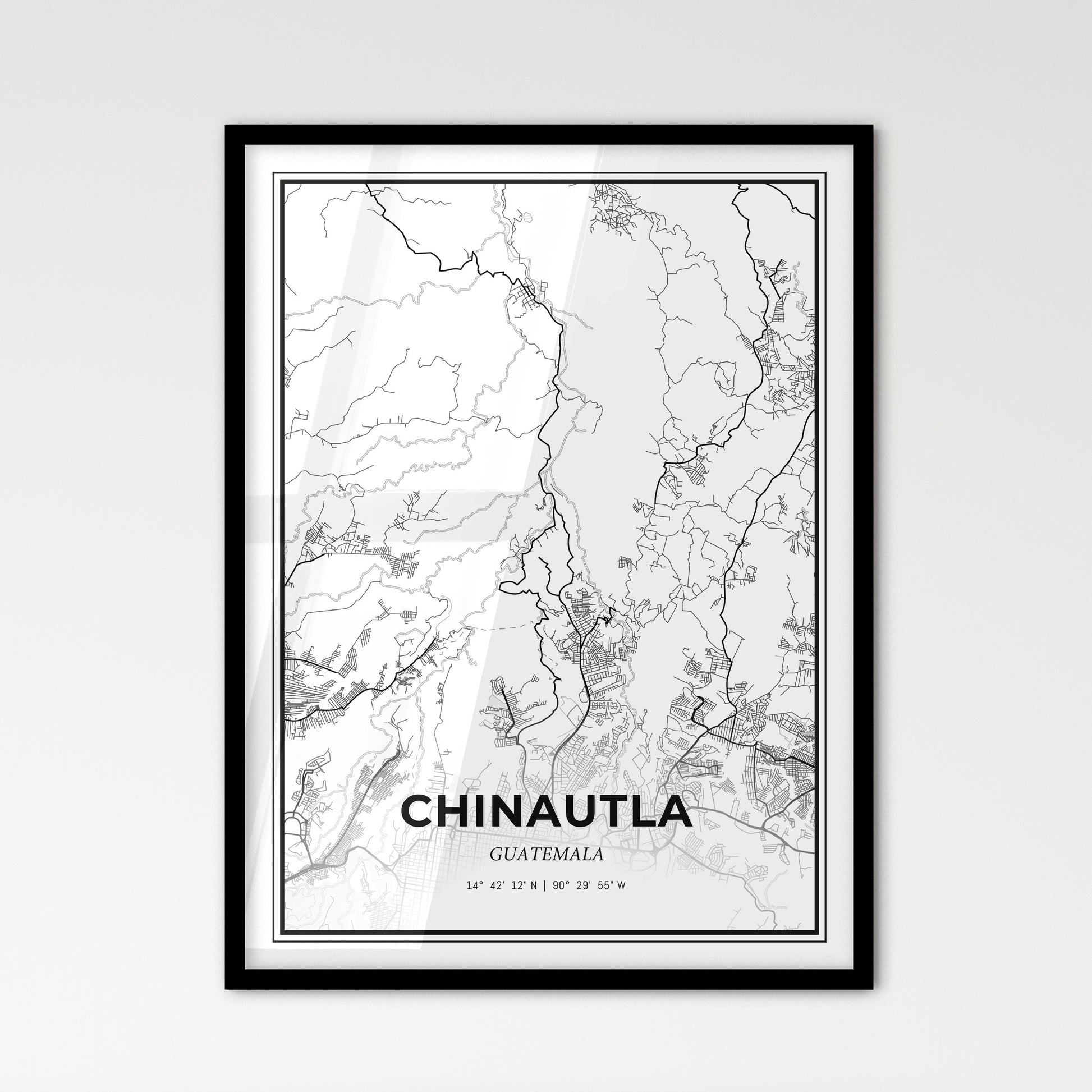 Chinautla Guatemala - Scandinavian Style City Map for Modern Home Decor