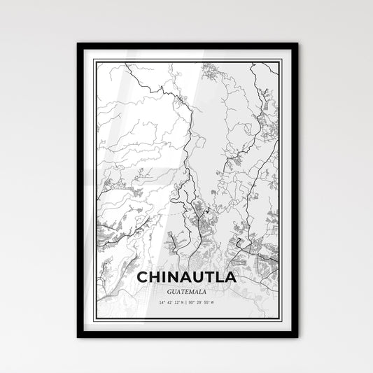 Chinautla Guatemala - Scandinavian Style City Map for Modern Home Decor