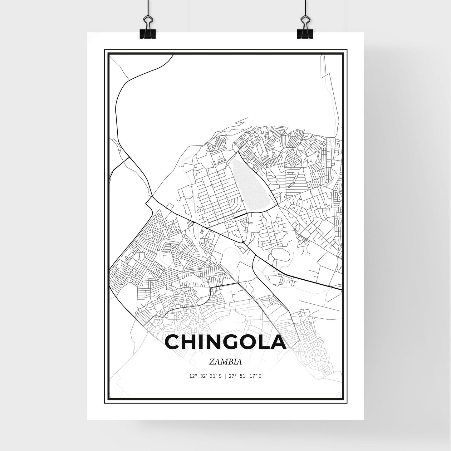 Chingola Zambia - Premium City Map Poster