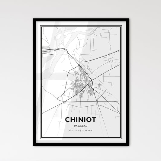 Chiniot Pakistan - Scandinavian Style City Map for Modern Home Decor