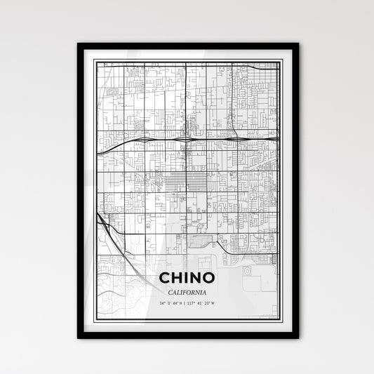 Chino California - Scandinavian Style City Map for Modern Home Decor