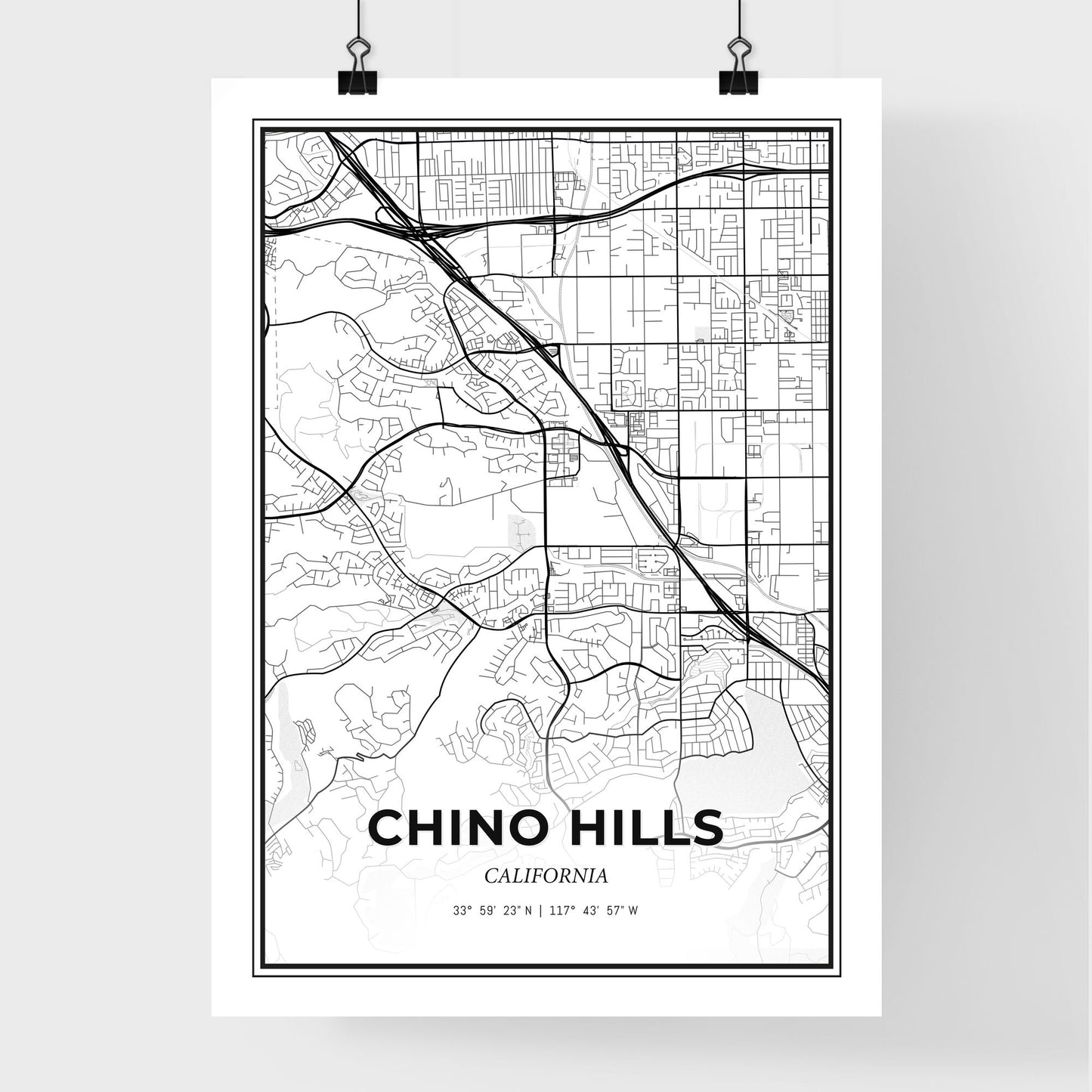 Chino Hills California - Premium City Map Poster