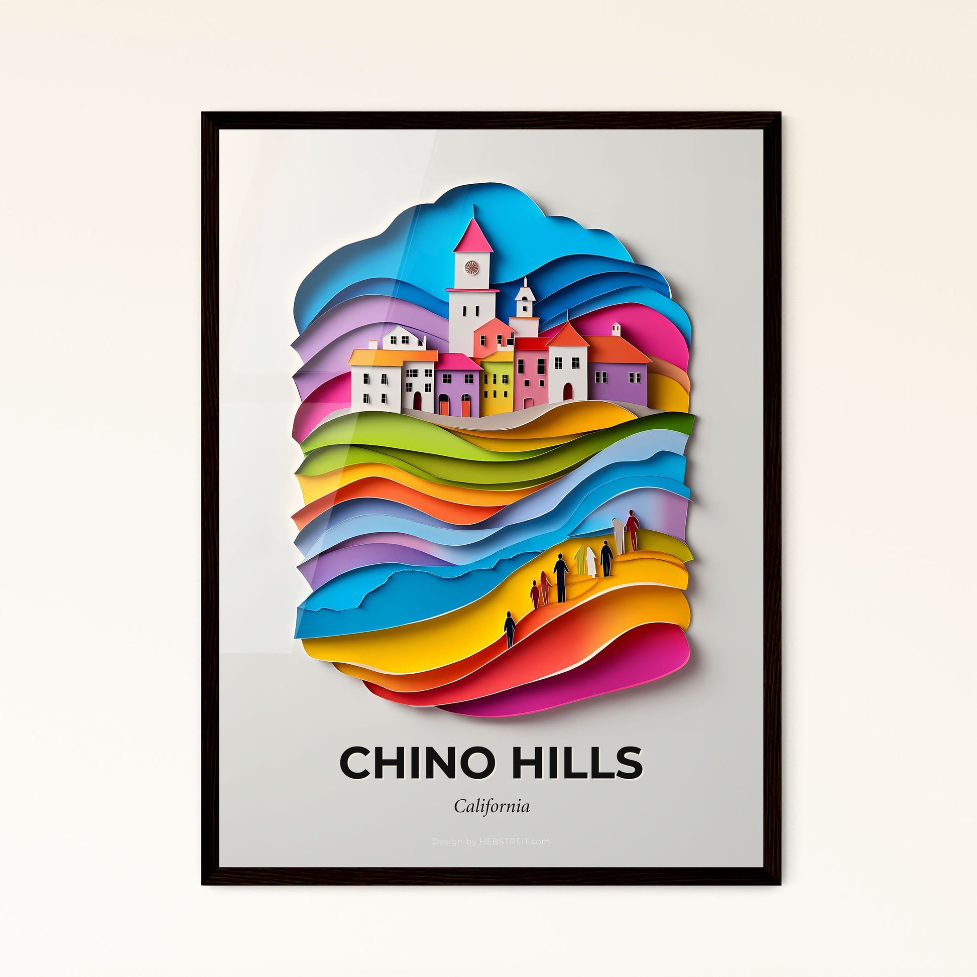 Vivid Chino Hills, California - a paper cut of a city with a clock tower