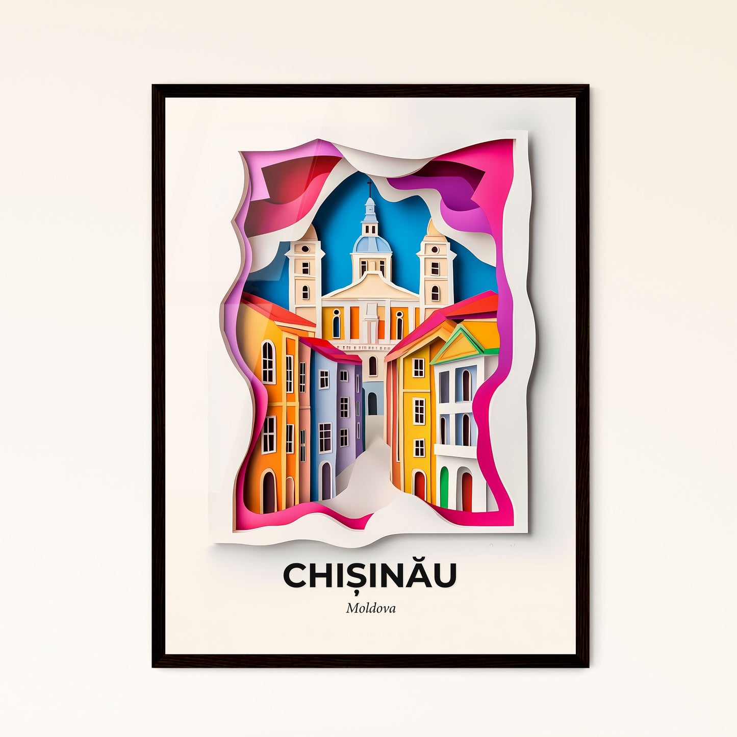 Vivid Chișinău, Moldova - a paper cut of a city with a church