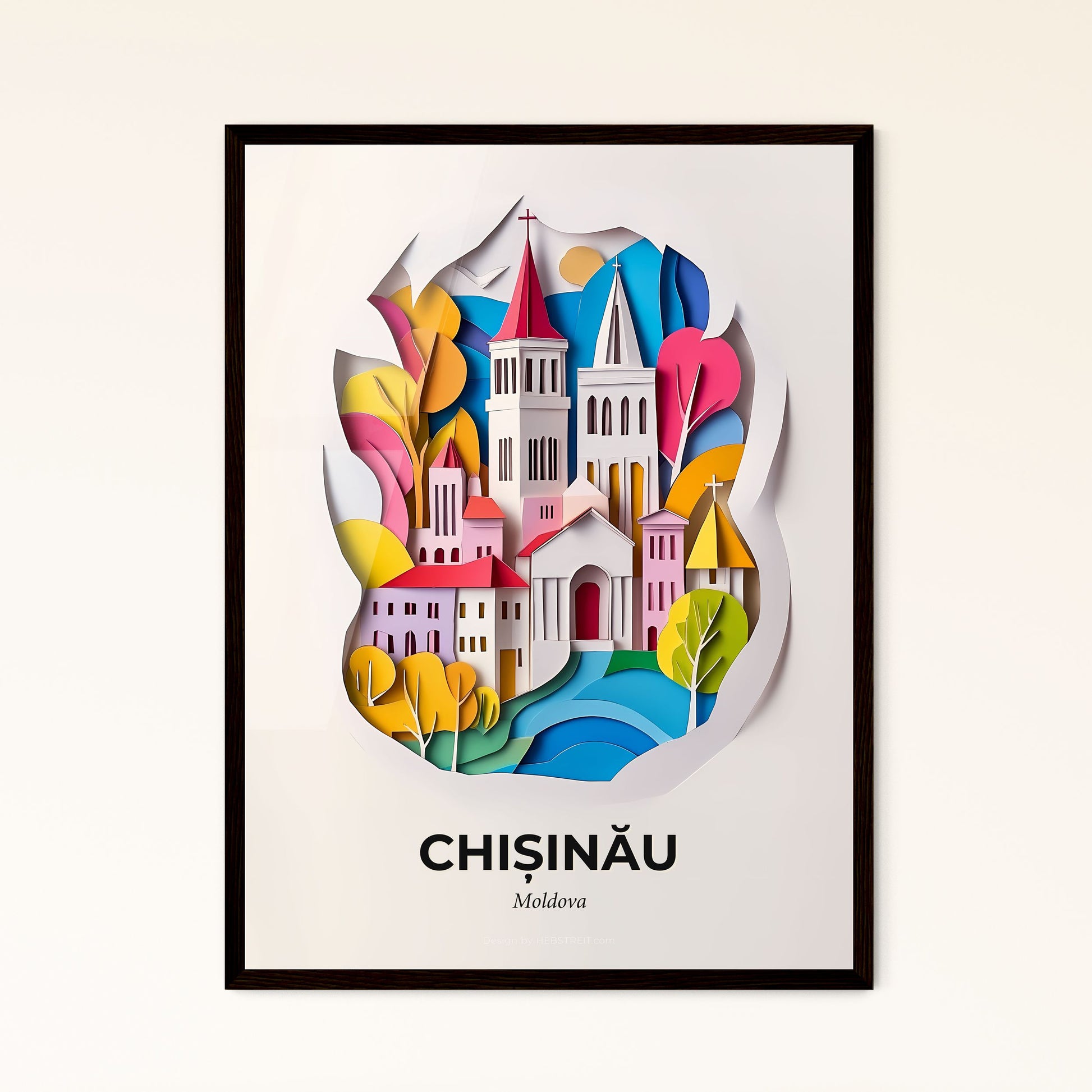 Vivid Chișinău, Moldova - a paper cut of a church surrounded by trees