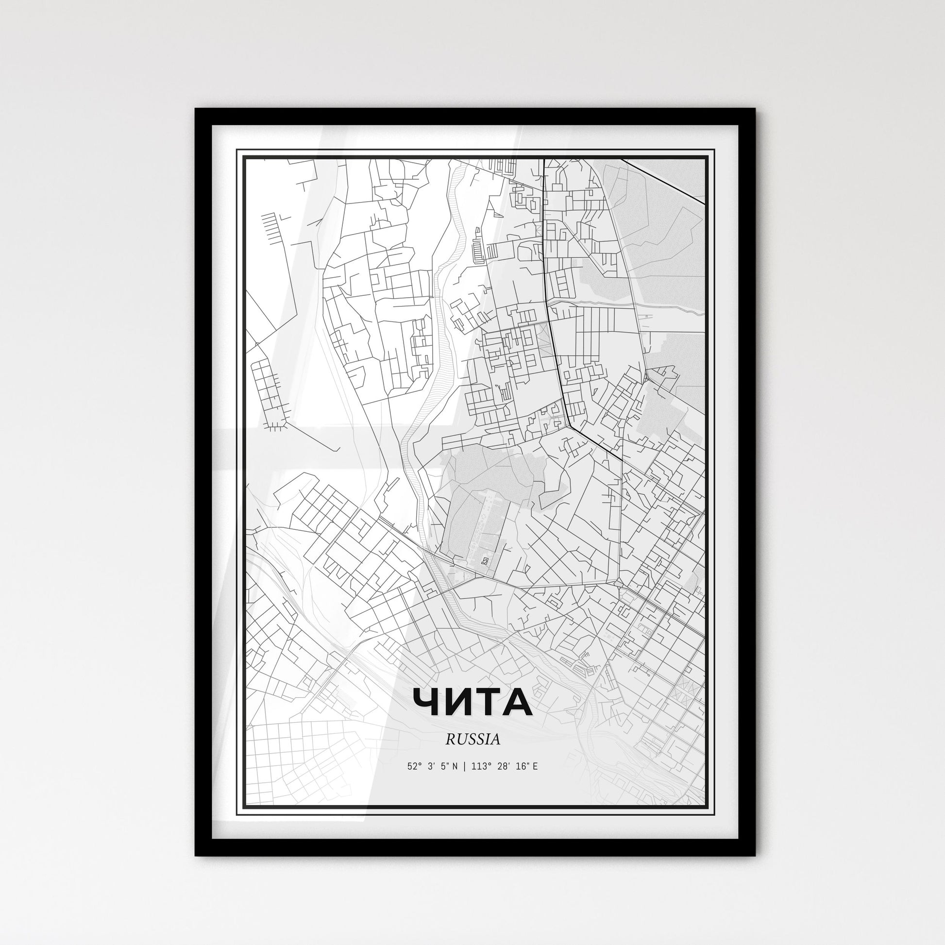 Chita Russia - Scandinavian Style City Map for Modern Home Decor