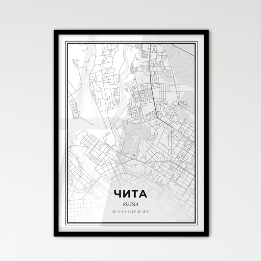 Chita Russia - Scandinavian Style City Map for Modern Home Decor