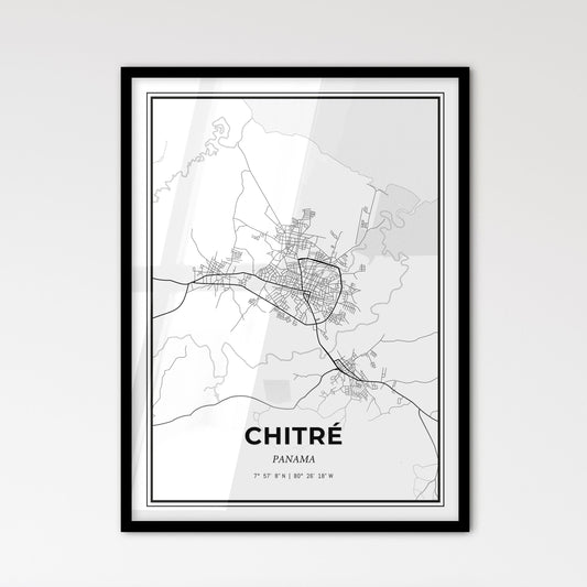 Chitré Panama - Scandinavian Style City Map for Modern Home Decor