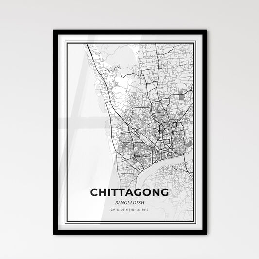 Chittagong Bangladesh - Scandinavian Style City Map for Modern Home Decor