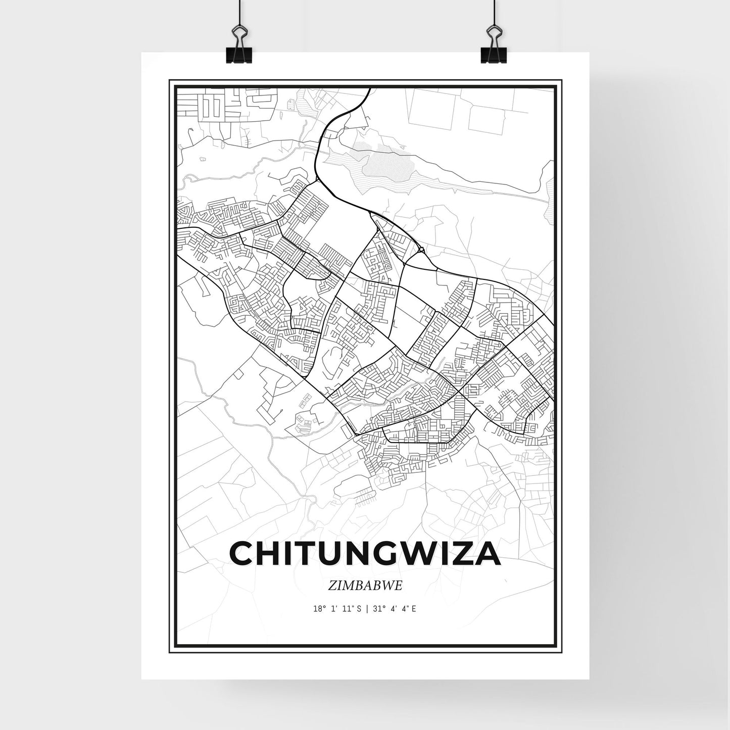 Chitungwiza Zimbabwe - Premium City Map Poster