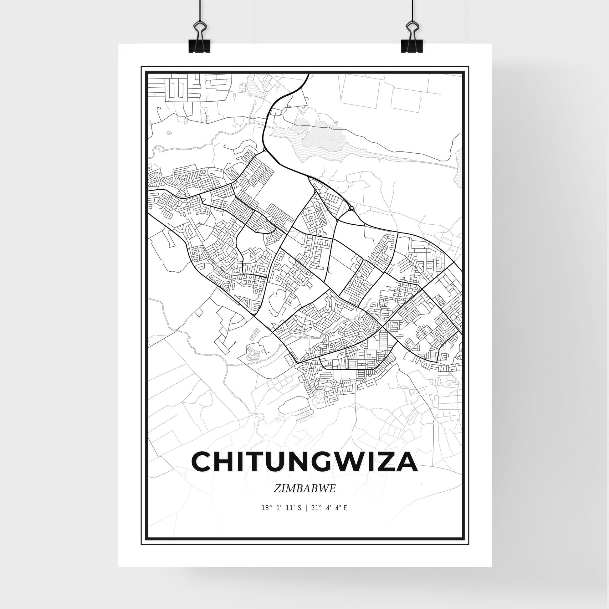 Chitungwiza Zimbabwe - Premium City Map Poster