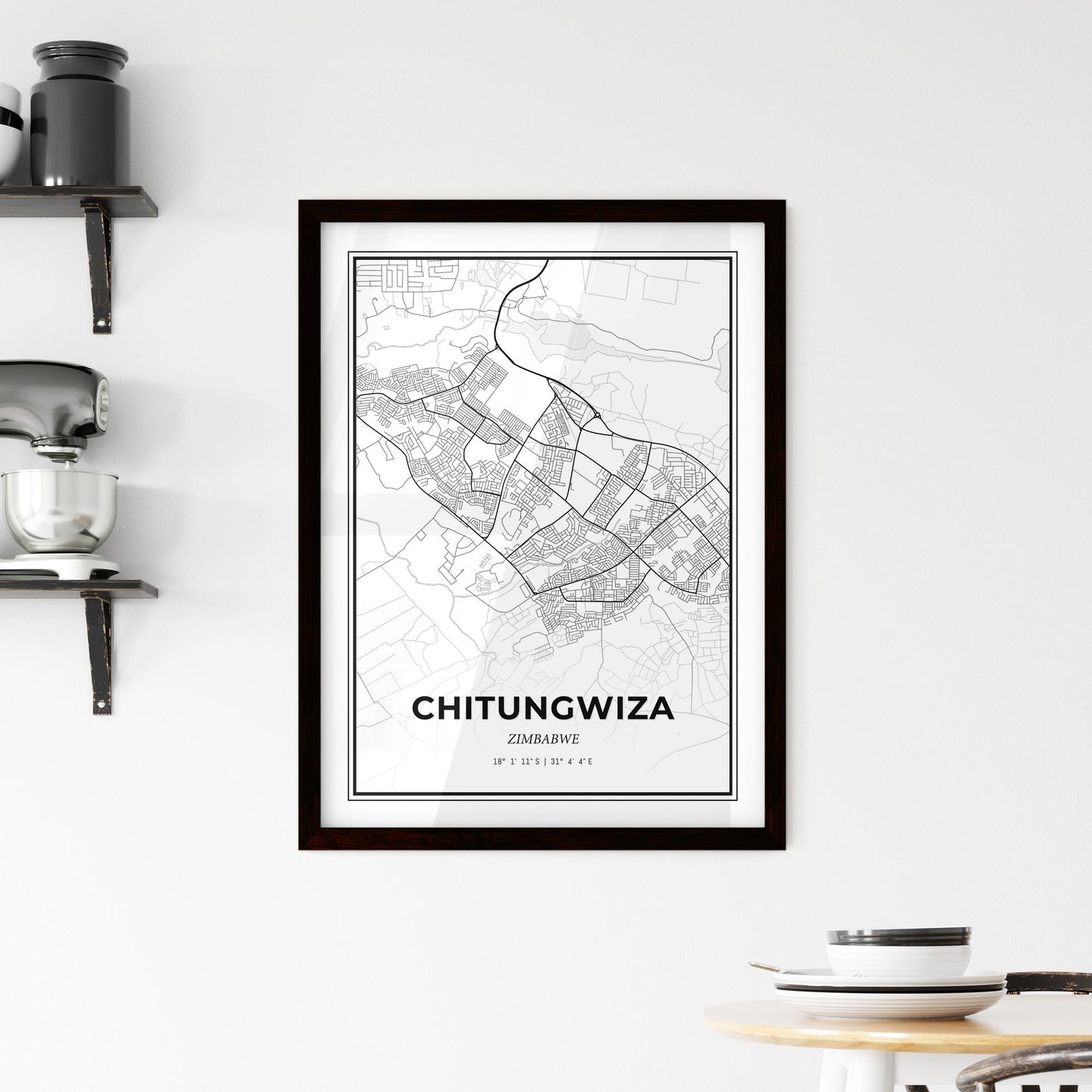 Chitungwiza Zimbabwe - Minimal City Map