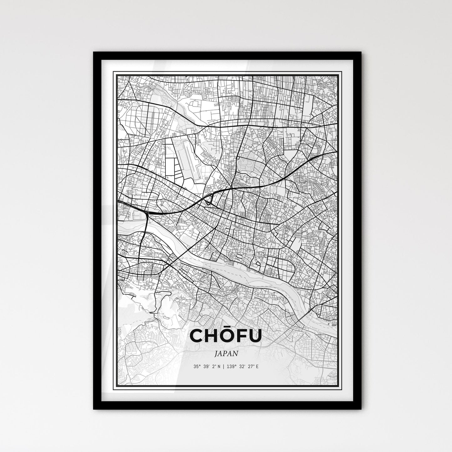 Chōfu Japan - Scandinavian Style City Map for Modern Home Decor