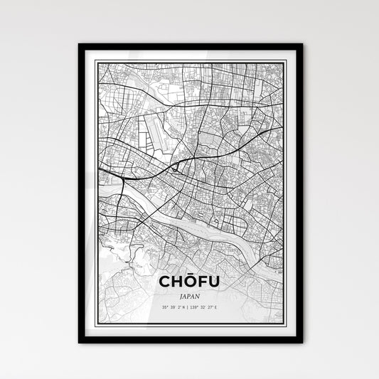 Chōfu Japan - Scandinavian Style City Map for Modern Home Decor