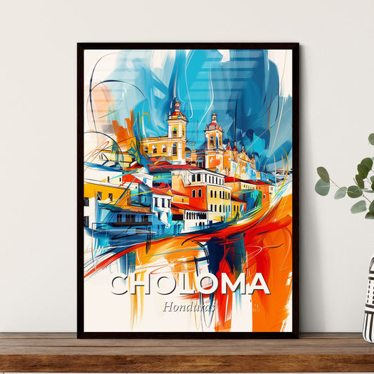 Vibrant Choloma, Honduras - A Colorful Painting Of A Town