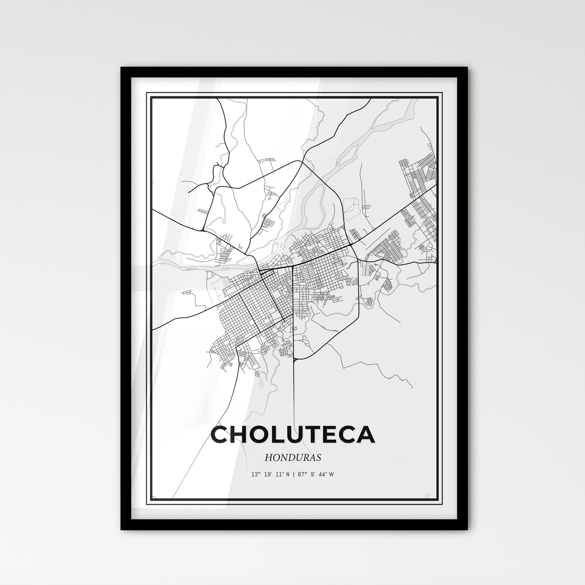 Choluteca Honduras - Scandinavian Style City Map for Modern Home Decor