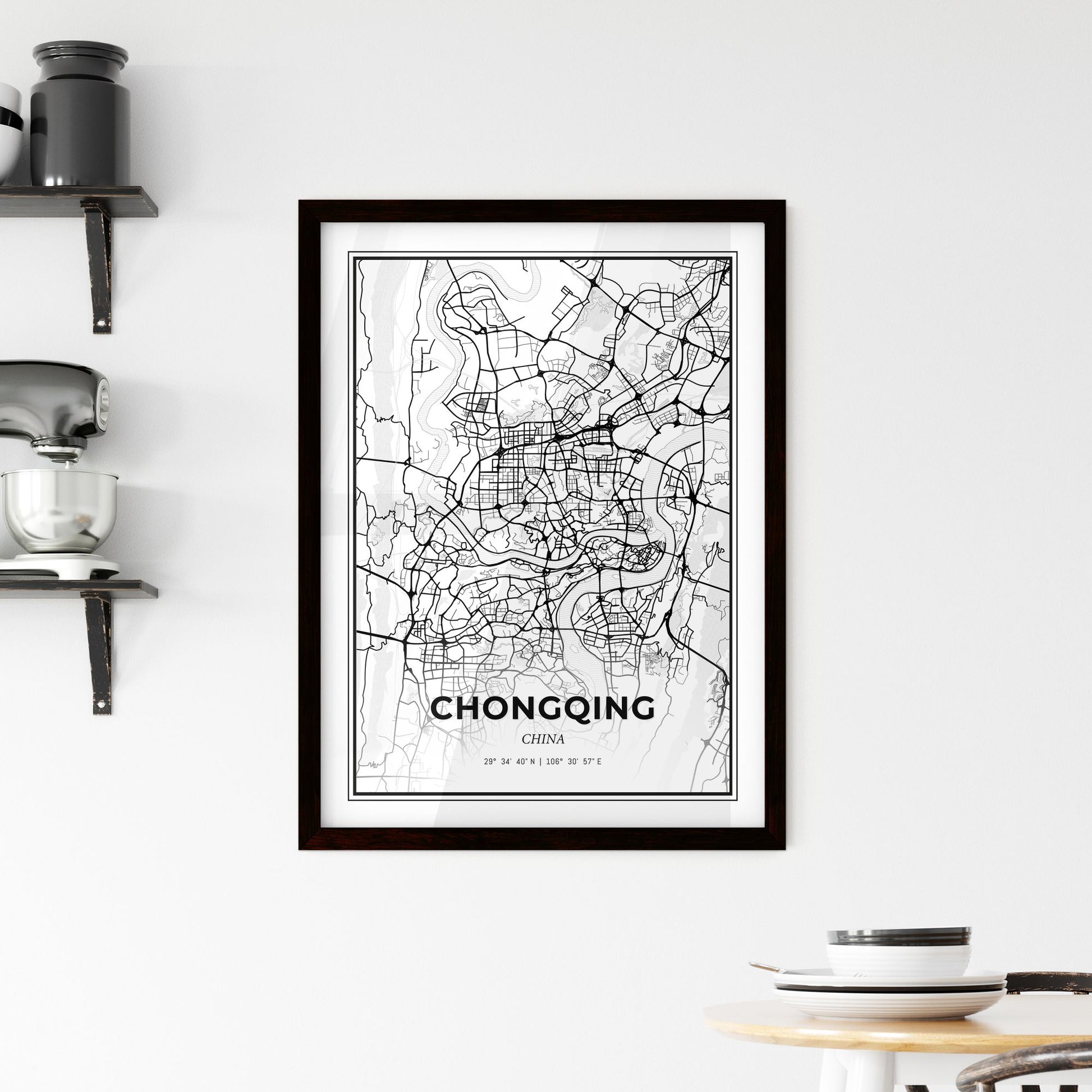 Chongqing China - Minimal City Map