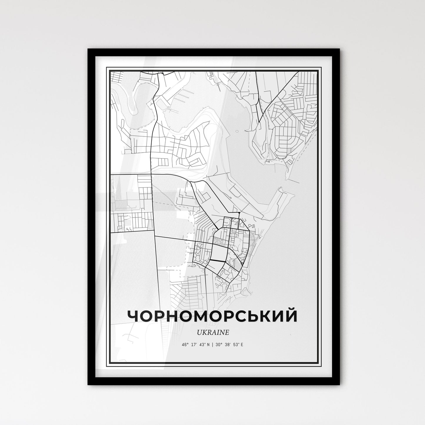 Chornomorsk Ukraine - Scandinavian Style City Map for Modern Home Decor