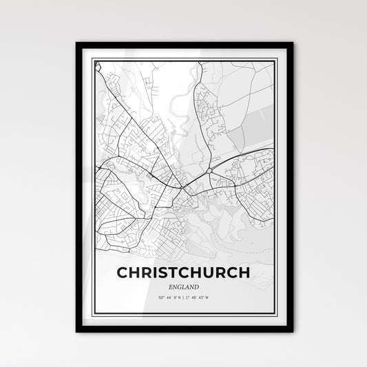 Christchurch England - Scandinavian Style City Map for Modern Home Decor