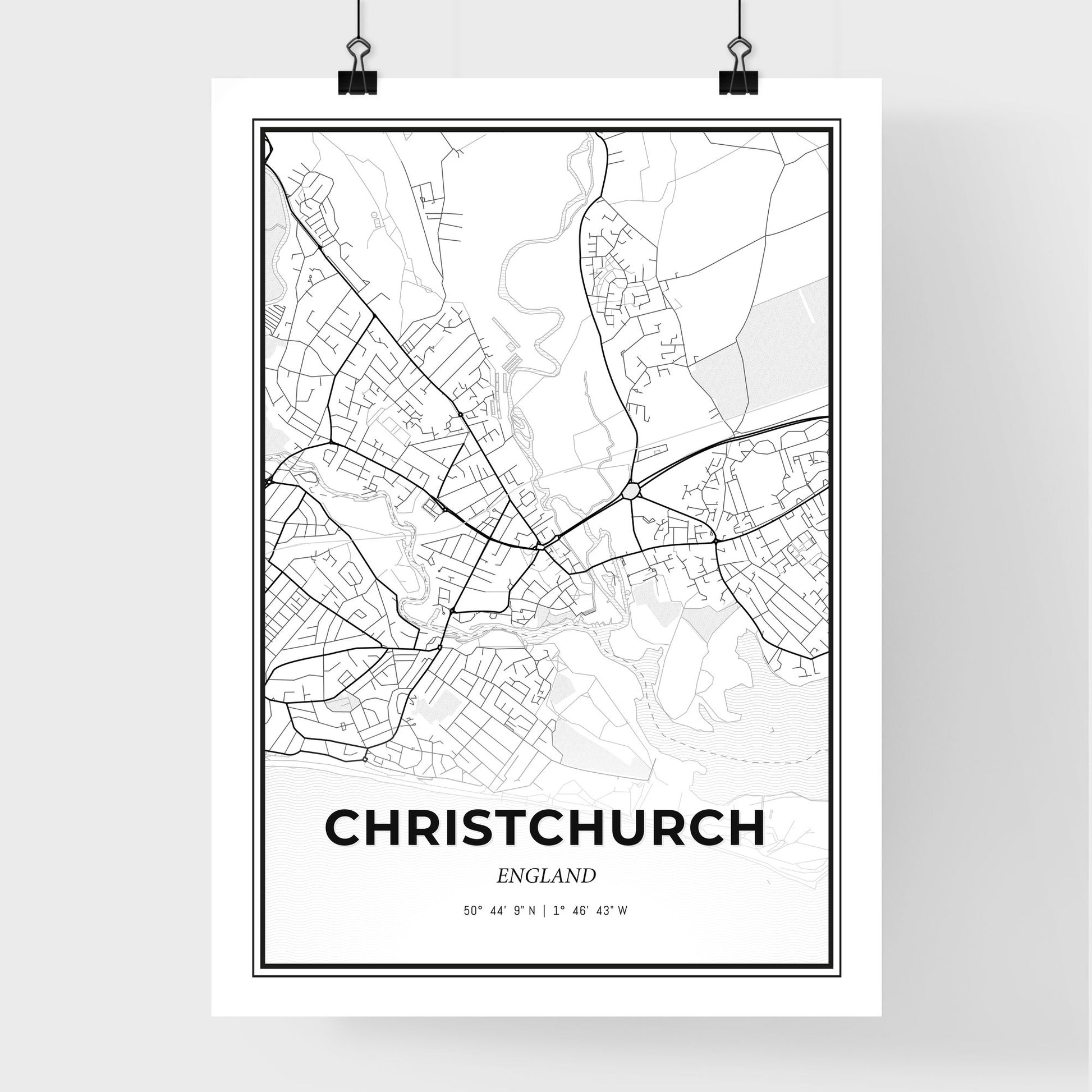 Christchurch England - Premium City Map Poster