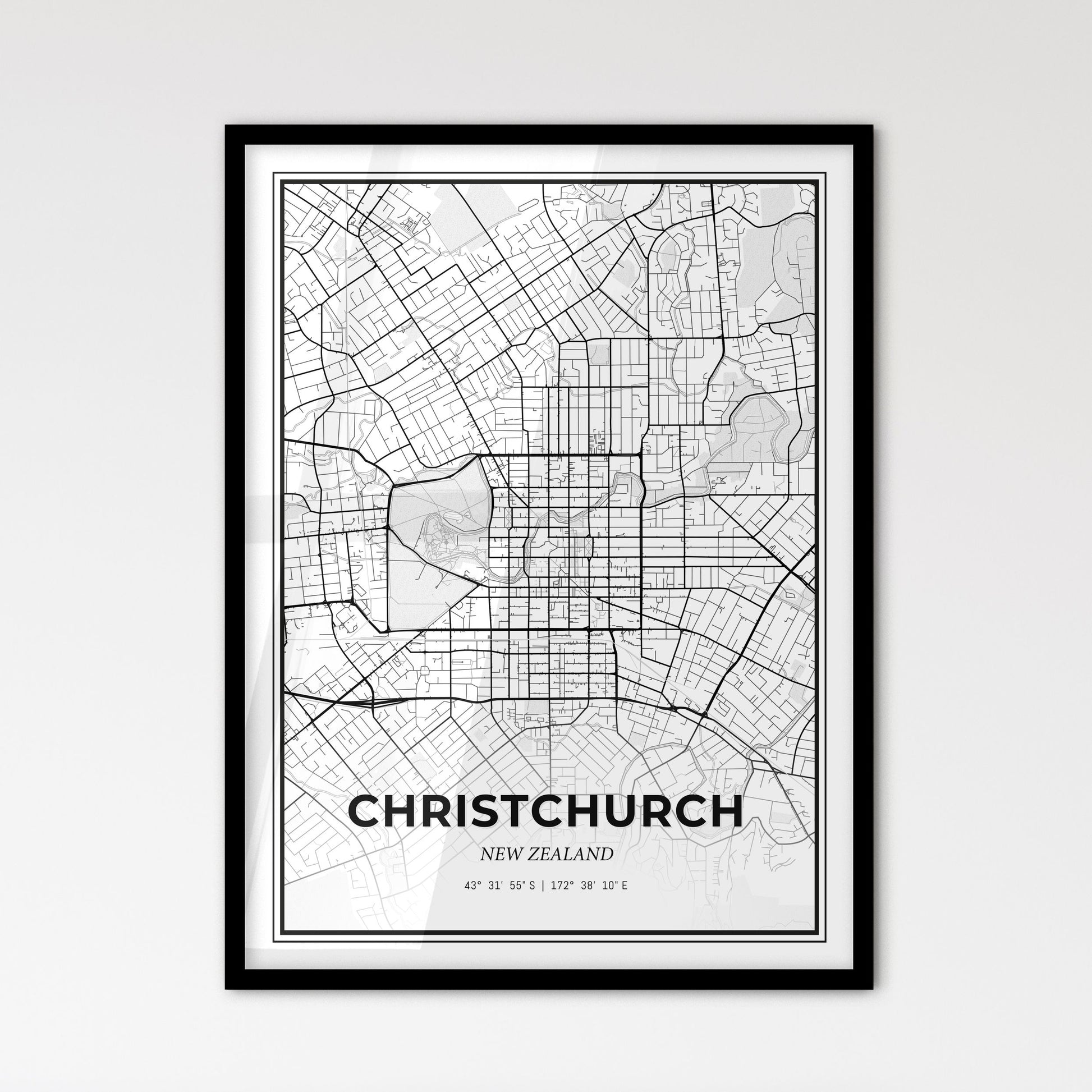 Christchurch New Zealand - Scandinavian Style City Map for Modern Home Decor