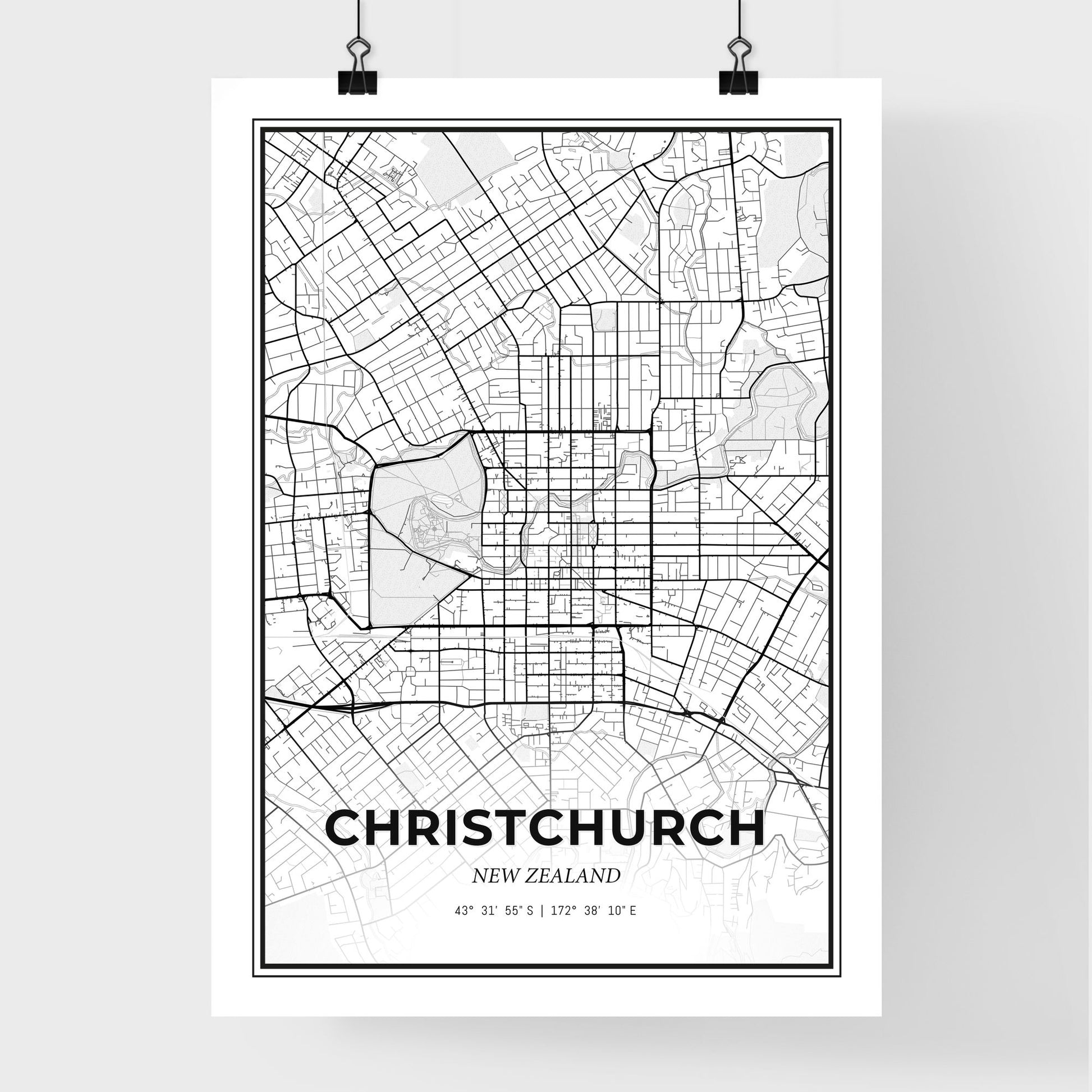 Christchurch New Zealand - Premium City Map Poster