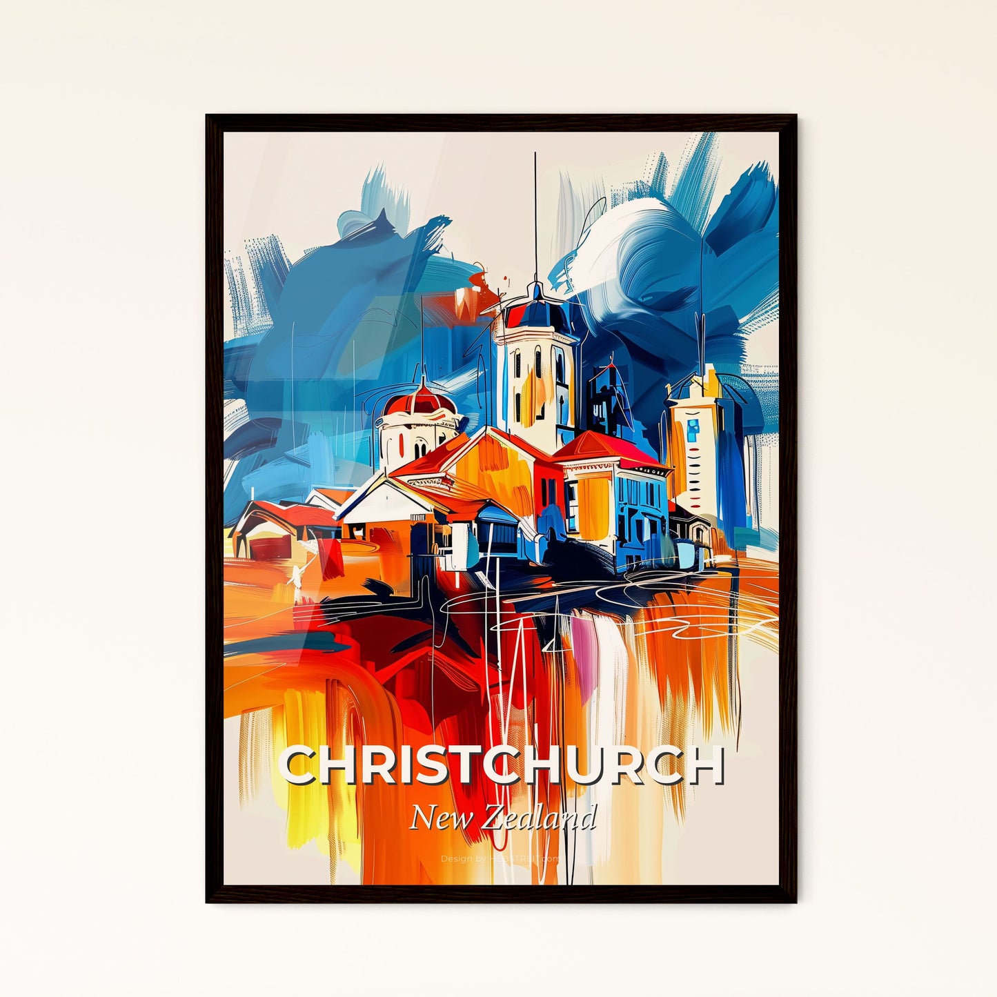 Vibrant Christchurch, New Zealand - A Painting Of A Building