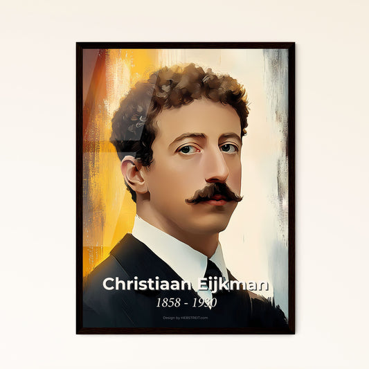 Portrait of Christiaan Eijkman, 1858 - 1930. Impressionistic painting of a man with a mustache.