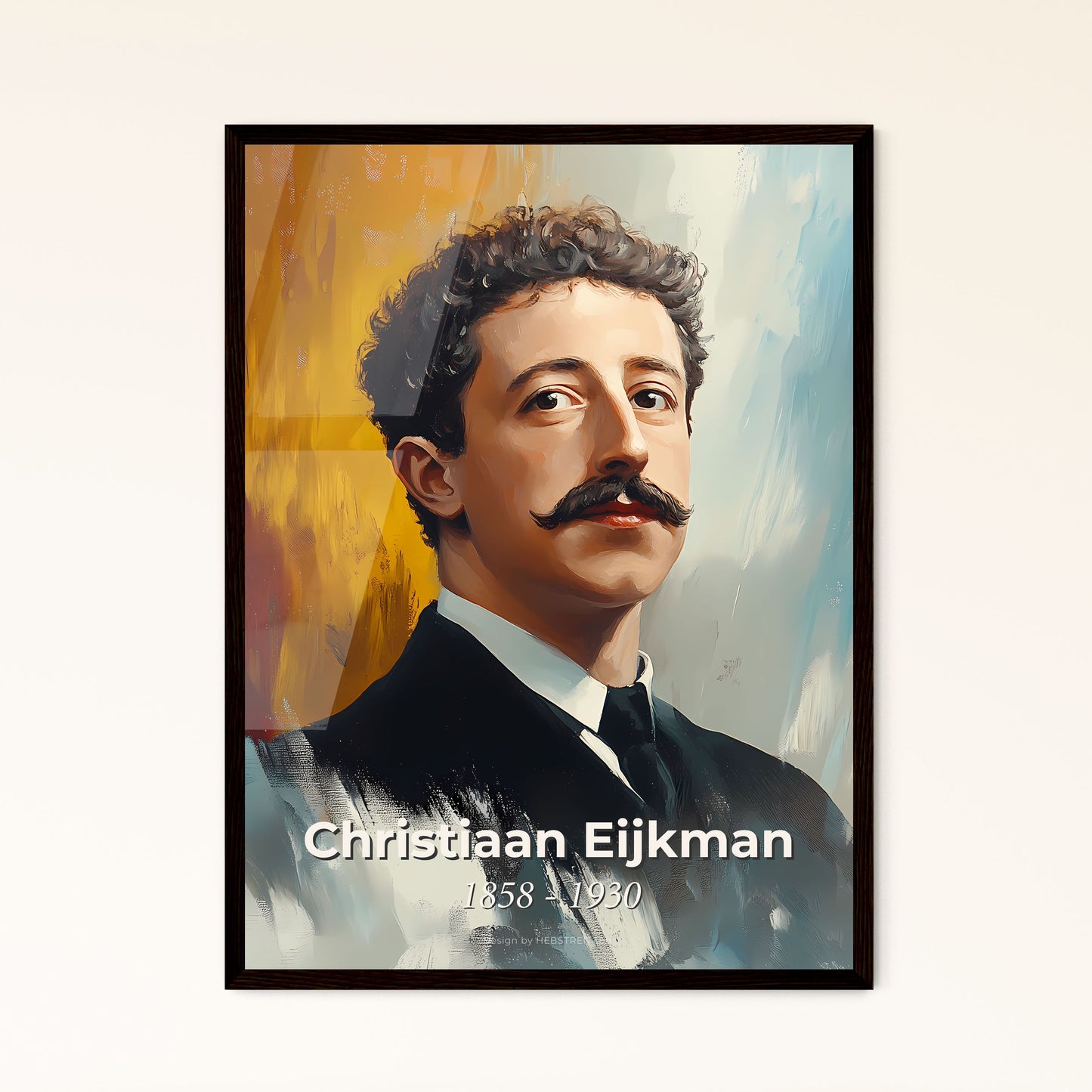 Portrait of Christiaan Eijkman, 1858 - 1930. Impressionistic painting of a man with a mustache.