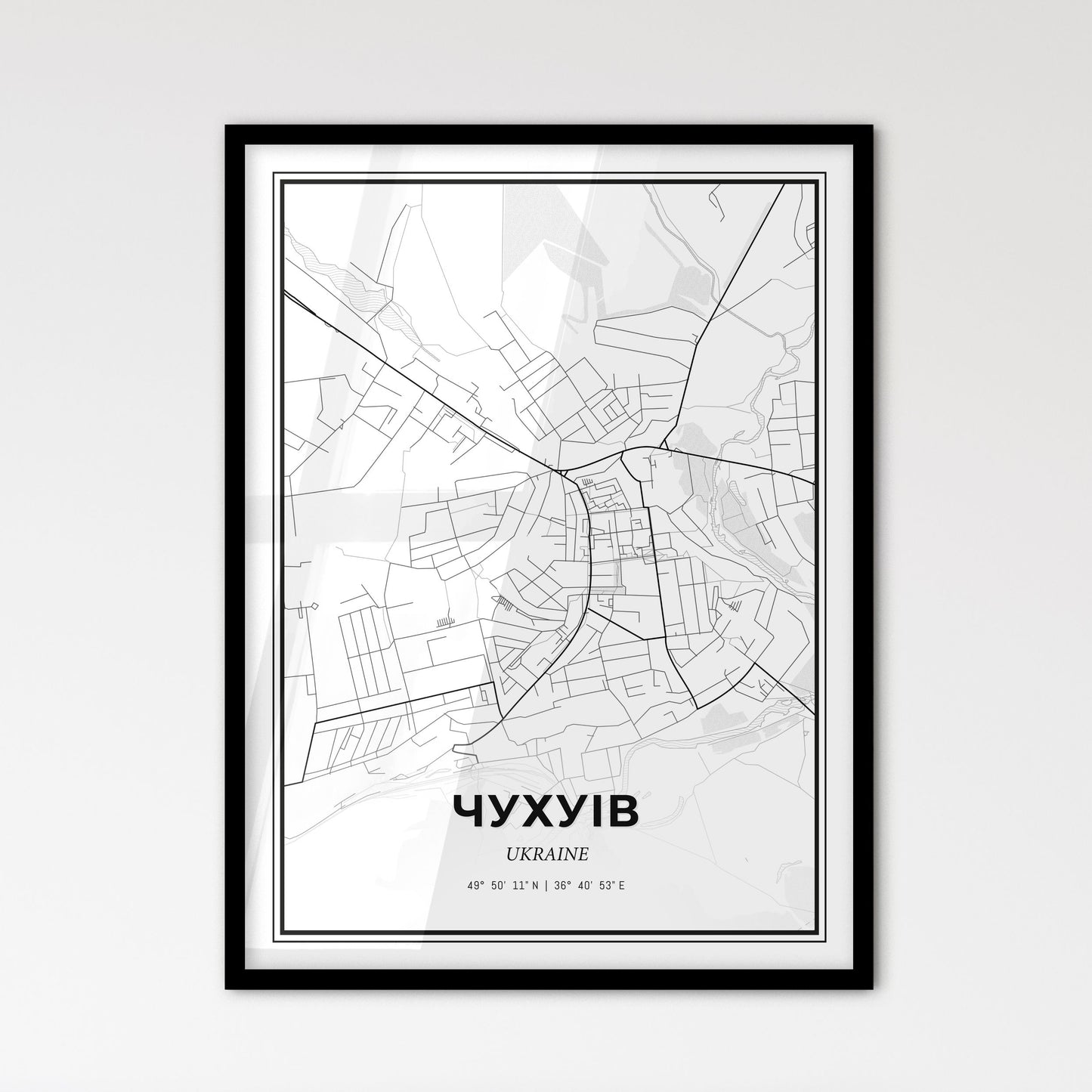 Chuhuiv Ukraine - Scandinavian Style City Map for Modern Home Decor