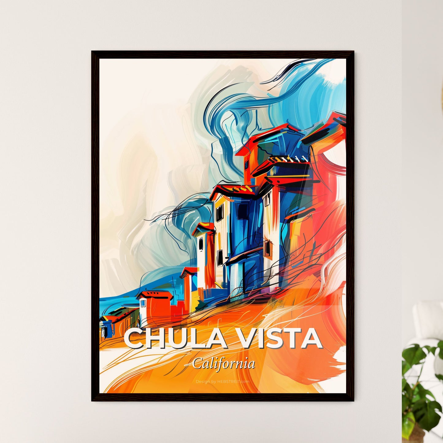 Vibrant Chula Vista, California - A Painting Of A Row Of Buildings