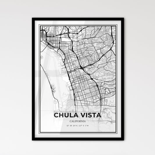 Chula Vista California - Scandinavian Style City Map for Modern Home Decor