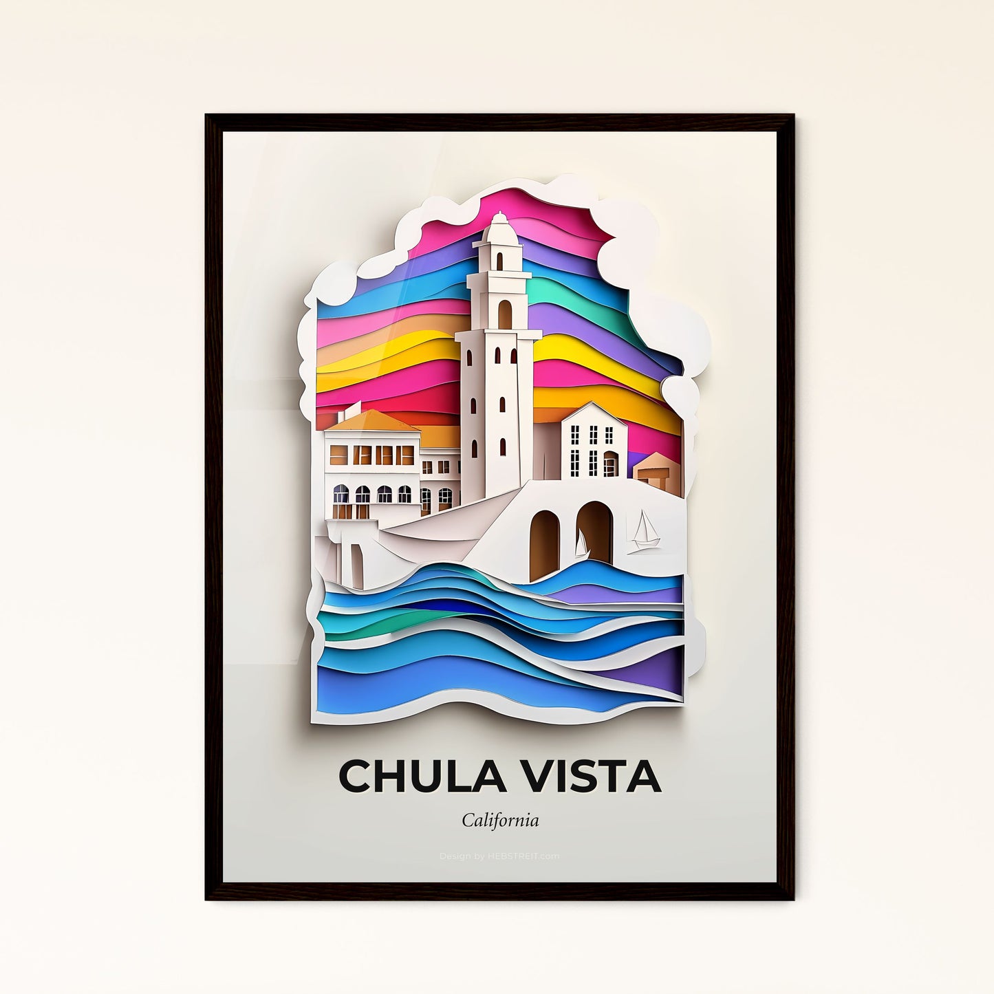 Vivid Chula Vista, California - a paper cut of a lighthouse and a boat