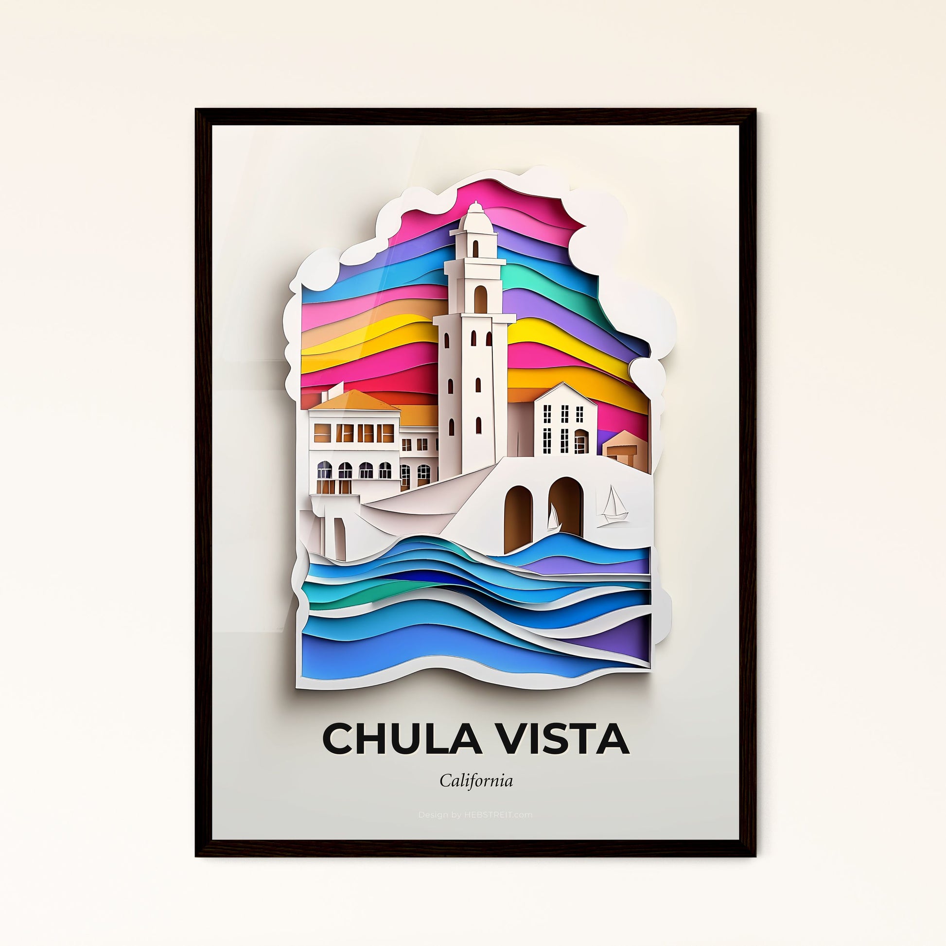 Vivid Chula Vista, California - a paper cut of a lighthouse and a boat