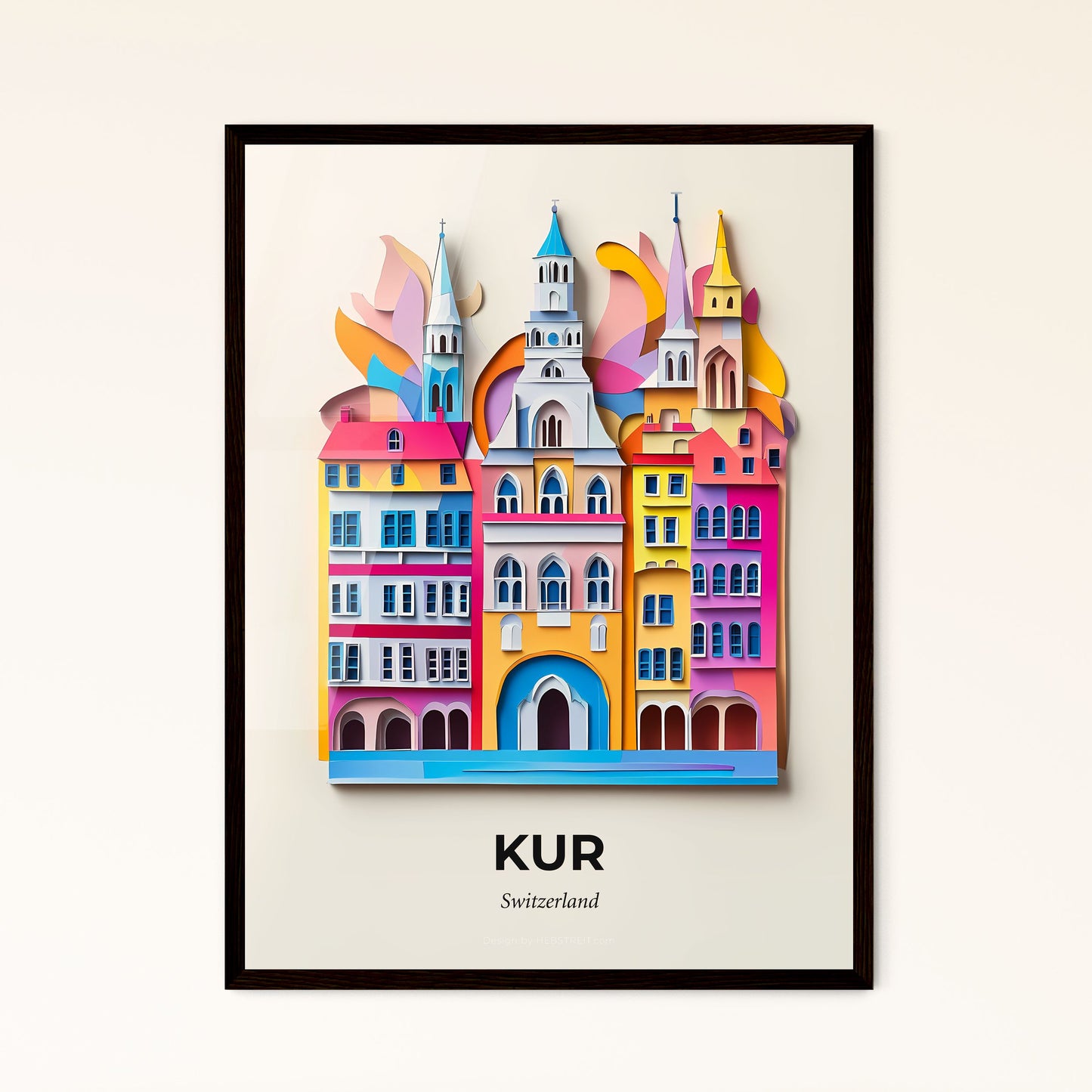 Vivid Chur, Switzerland - a paper cut of a city with a clock tower