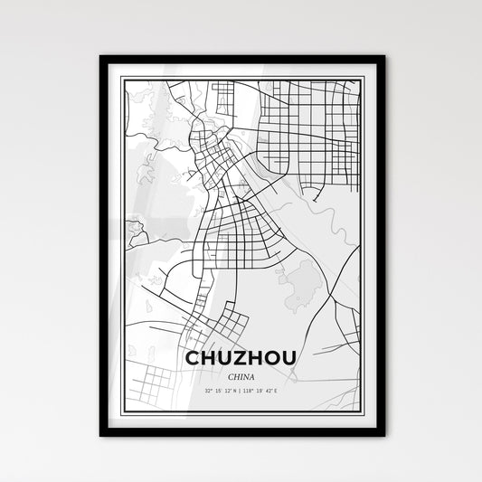 Chuzhou China - Scandinavian Style City Map for Modern Home Decor