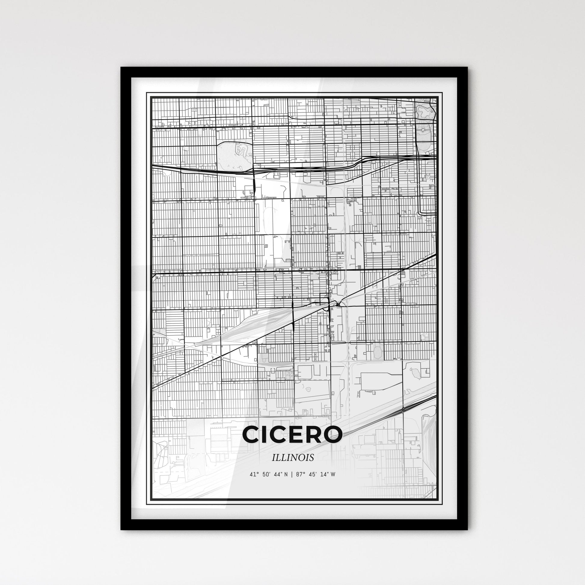 Cicero Illinois - Scandinavian Style City Map for Modern Home Decor