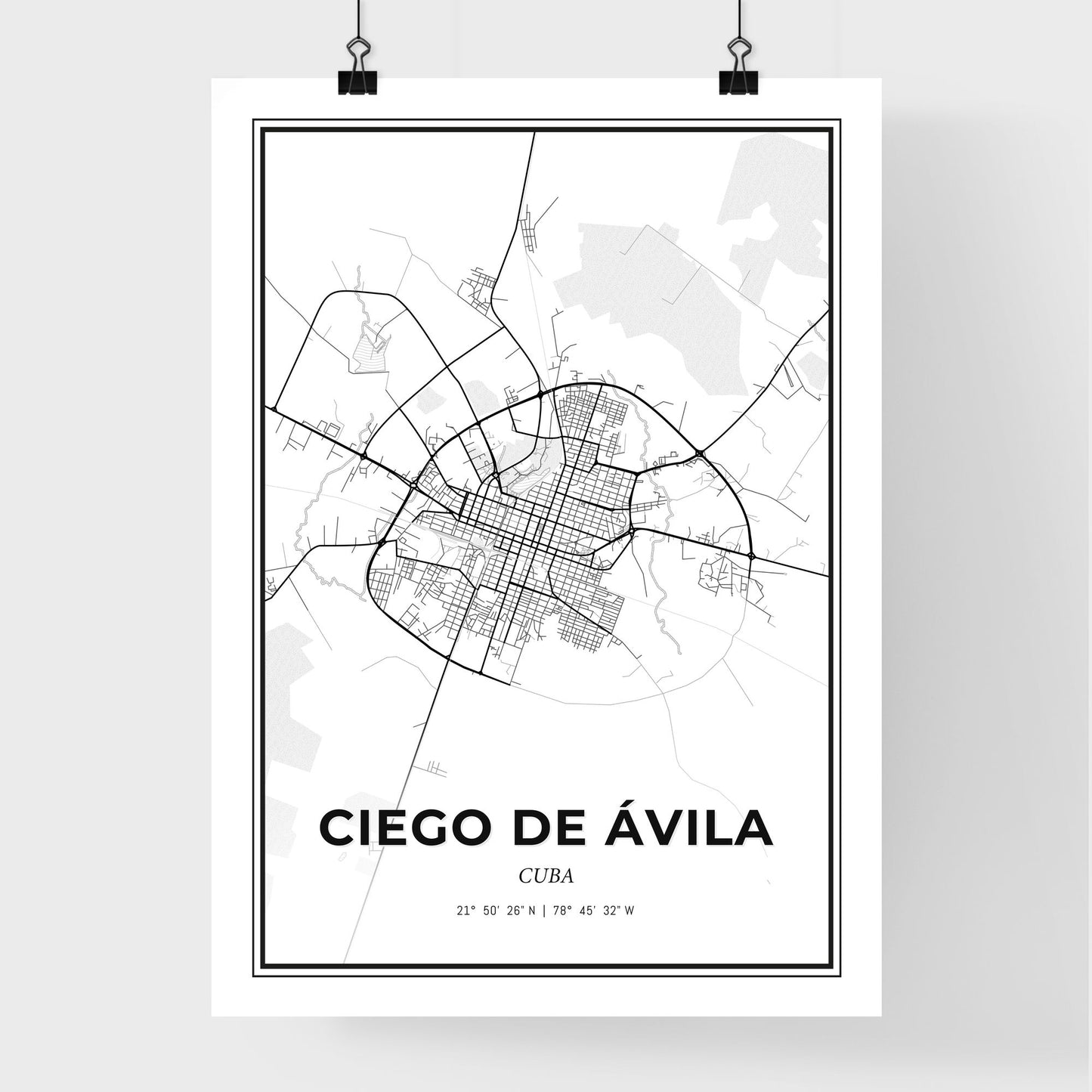 Ciego de Ávila Cuba - Premium City Map Poster