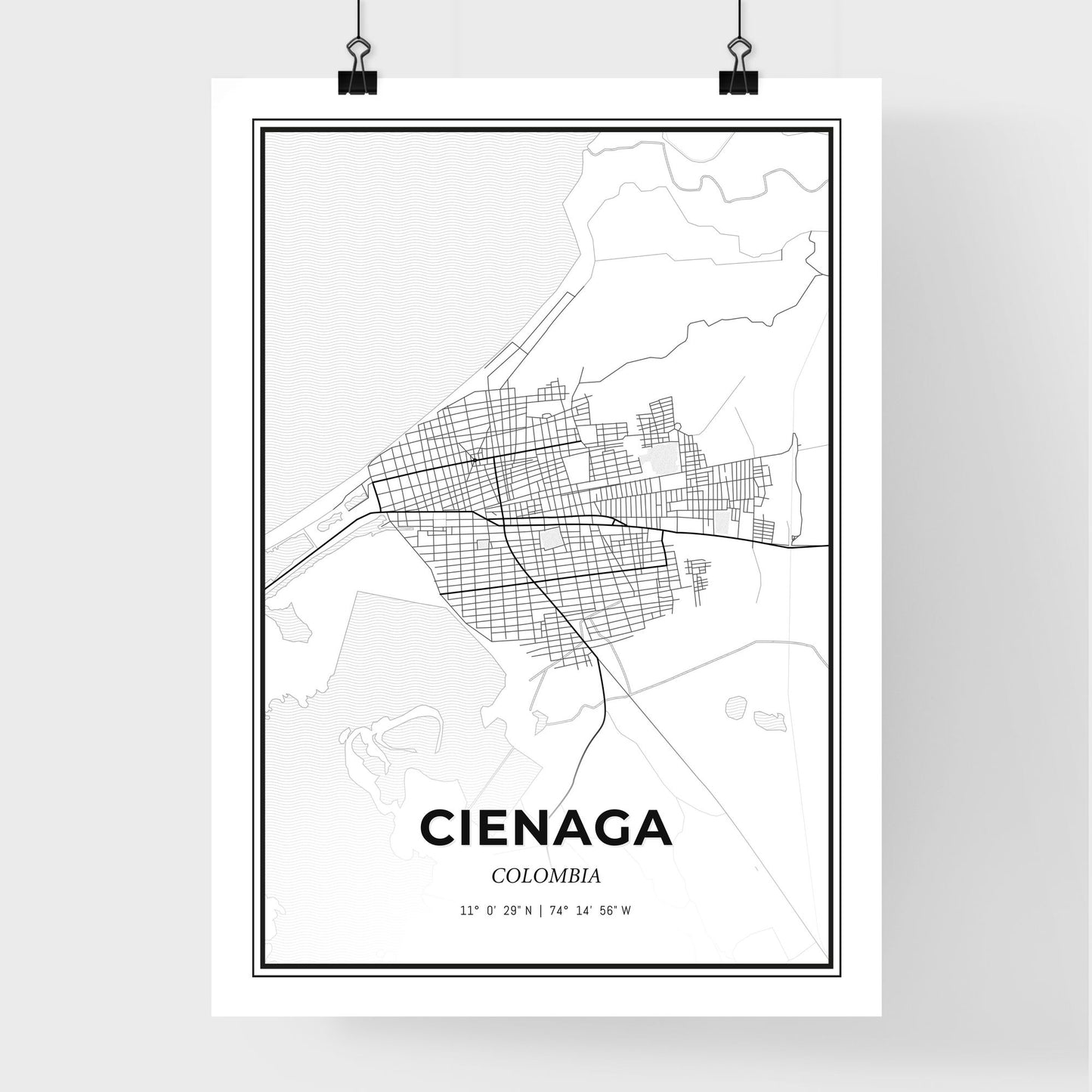 Cienaga Colombia - Premium City Map Poster