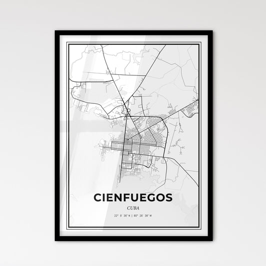 Cienfuegos Cuba - Scandinavian Style City Map for Modern Home Decor