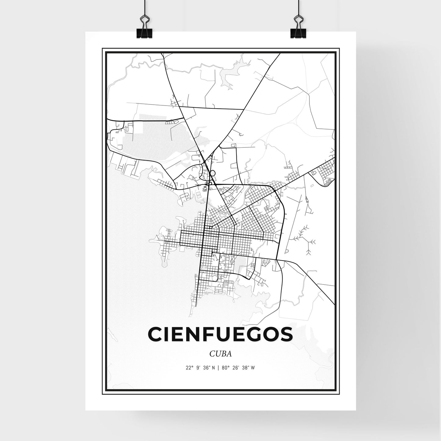 Cienfuegos Cuba - Premium City Map Poster