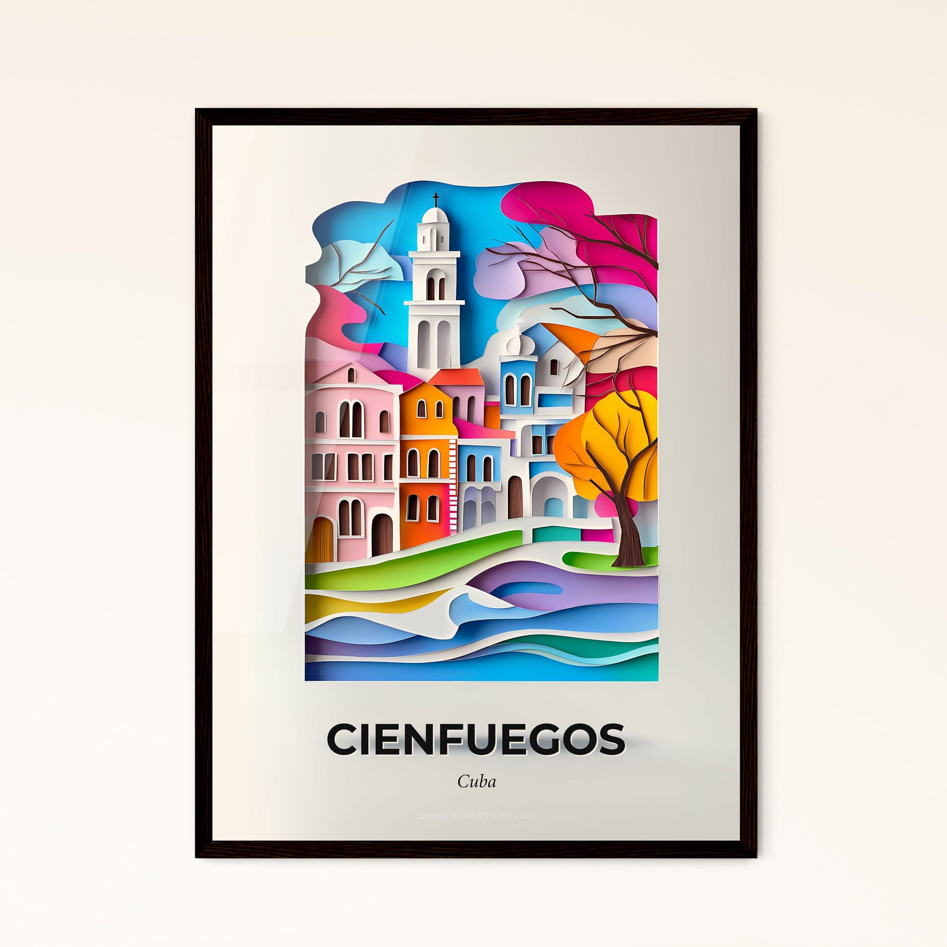 Vivid Cienfuegos, Cuba - a colorful city with a clock tower and a river