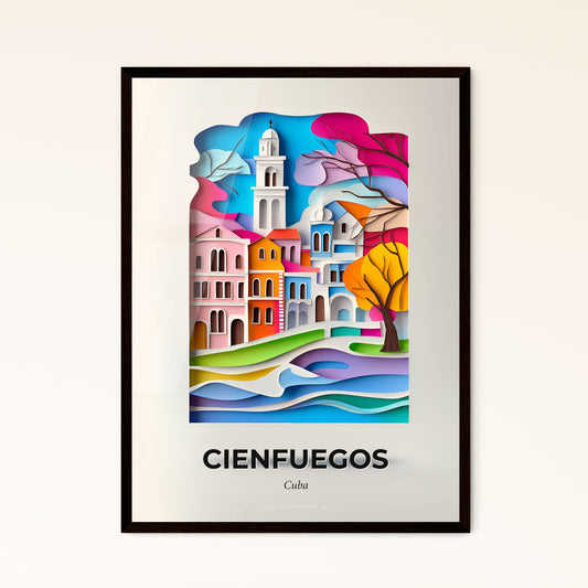 Vivid Cienfuegos, Cuba - a colorful city with a clock tower and a river