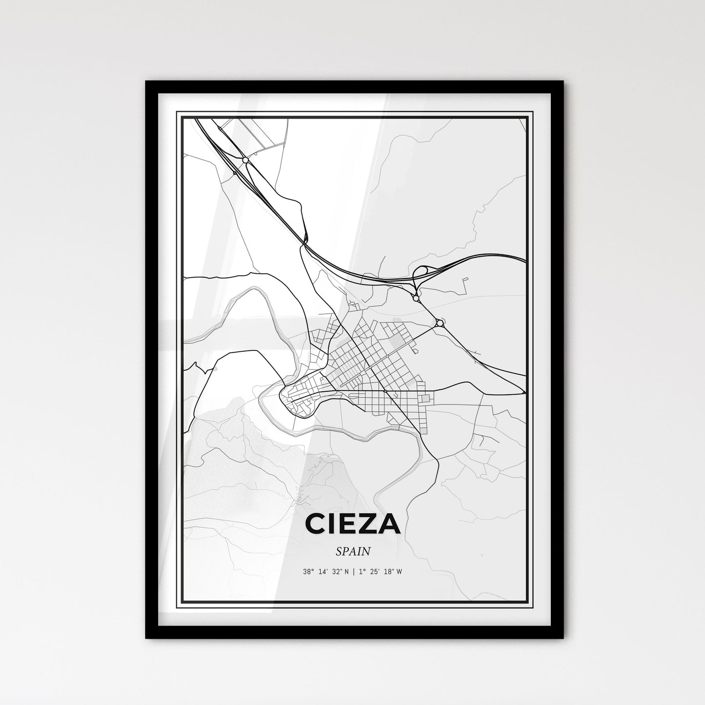 Cieza Spain - Scandinavian Style City Map for Modern Home Decor