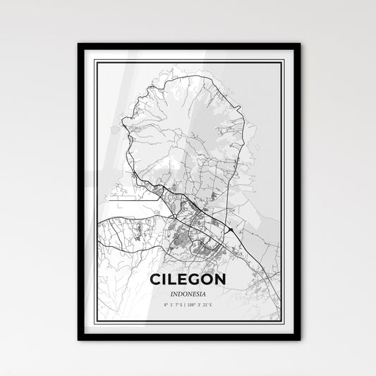 Cilegon Indonesia - Scandinavian Style City Map for Modern Home Decor