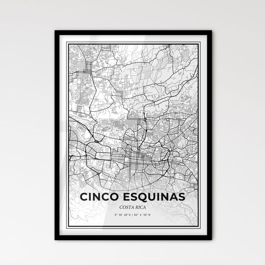 Cinco Esquinas Costa Rica - Scandinavian Style City Map for Modern Home Decor