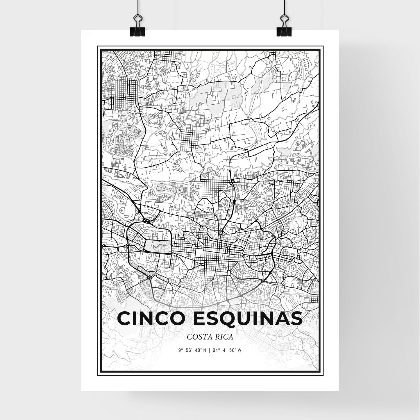 Cinco Esquinas Costa Rica - Premium City Map Poster