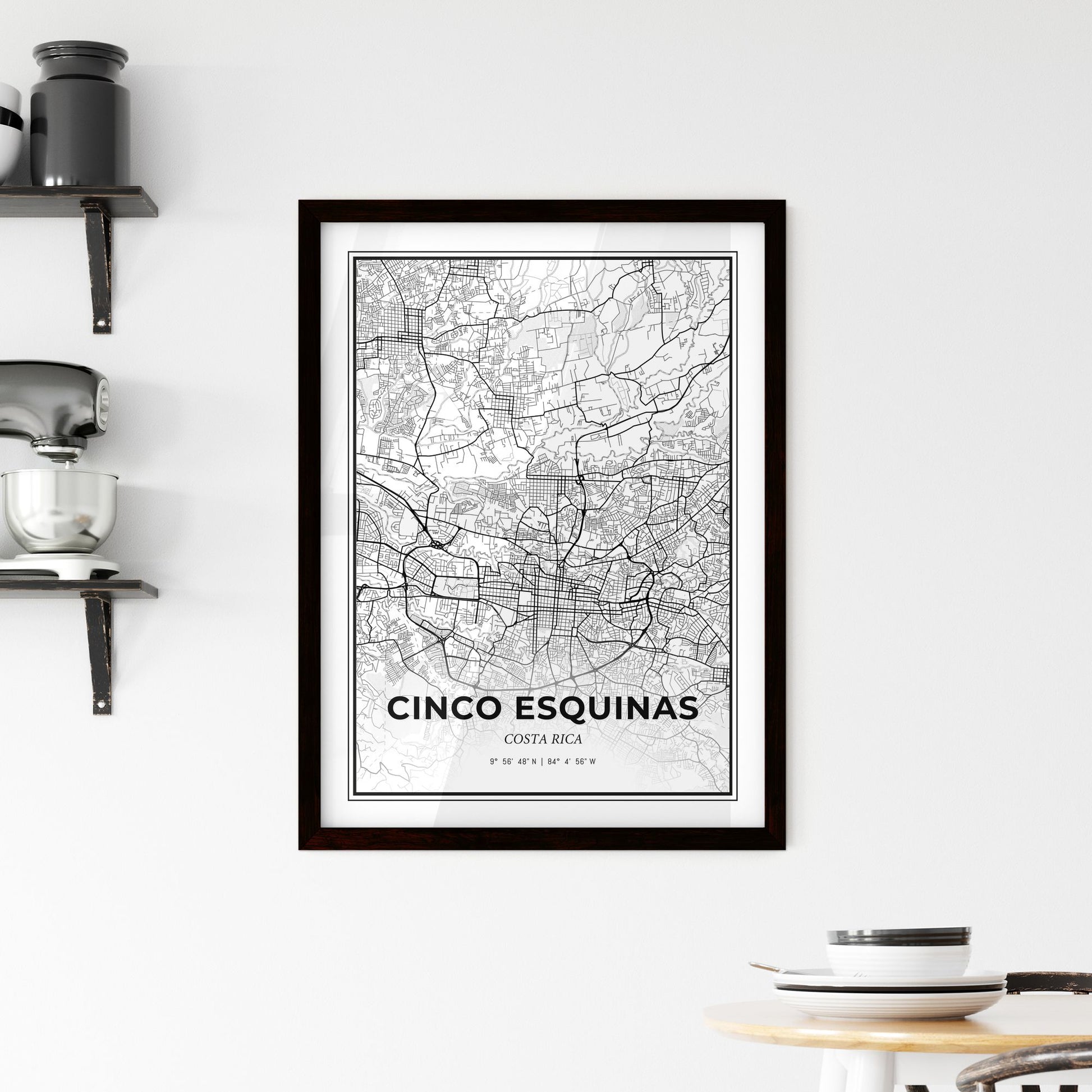 Cinco Esquinas Costa Rica - Minimal City Map