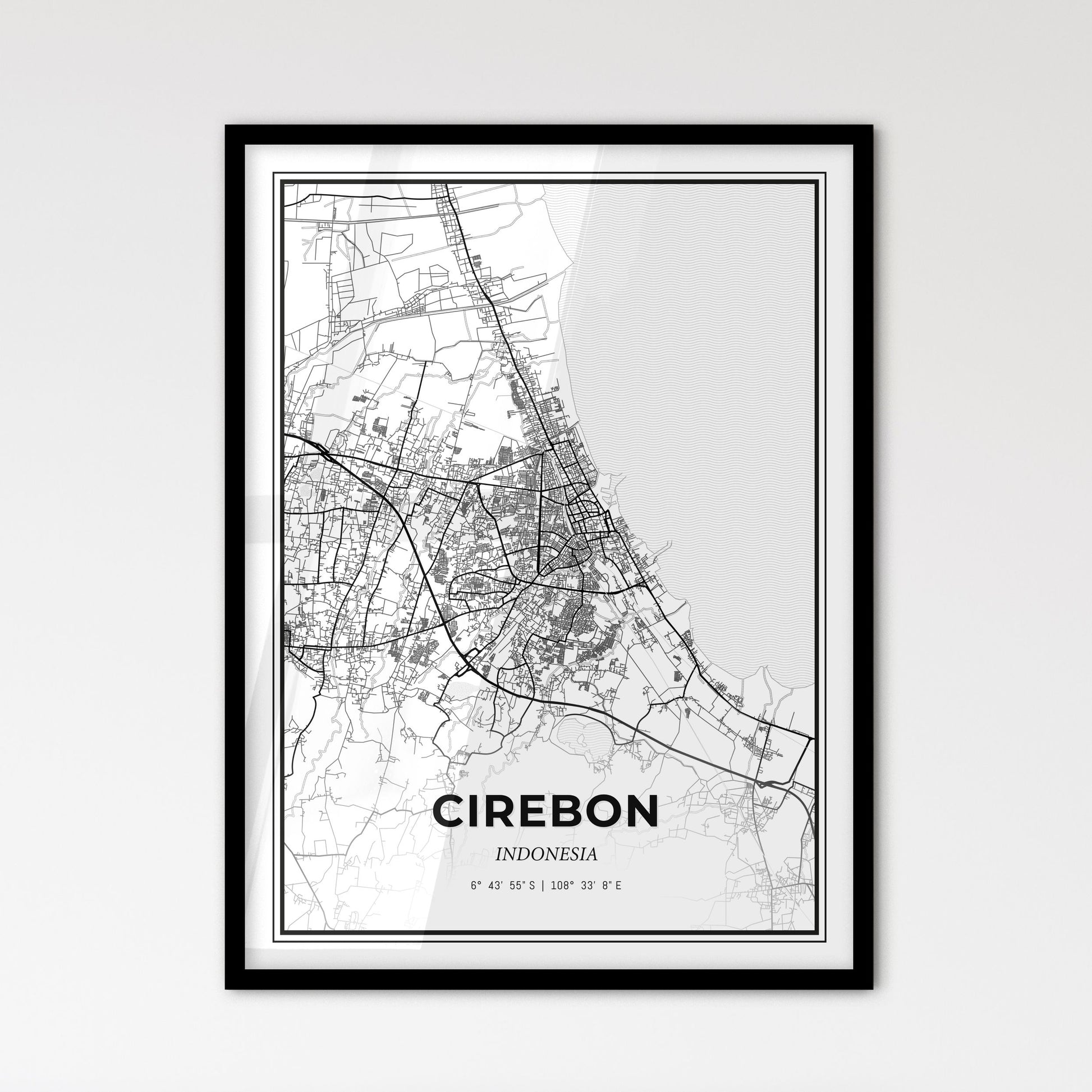 Cirebon Indonesia - Scandinavian Style City Map for Modern Home Decor