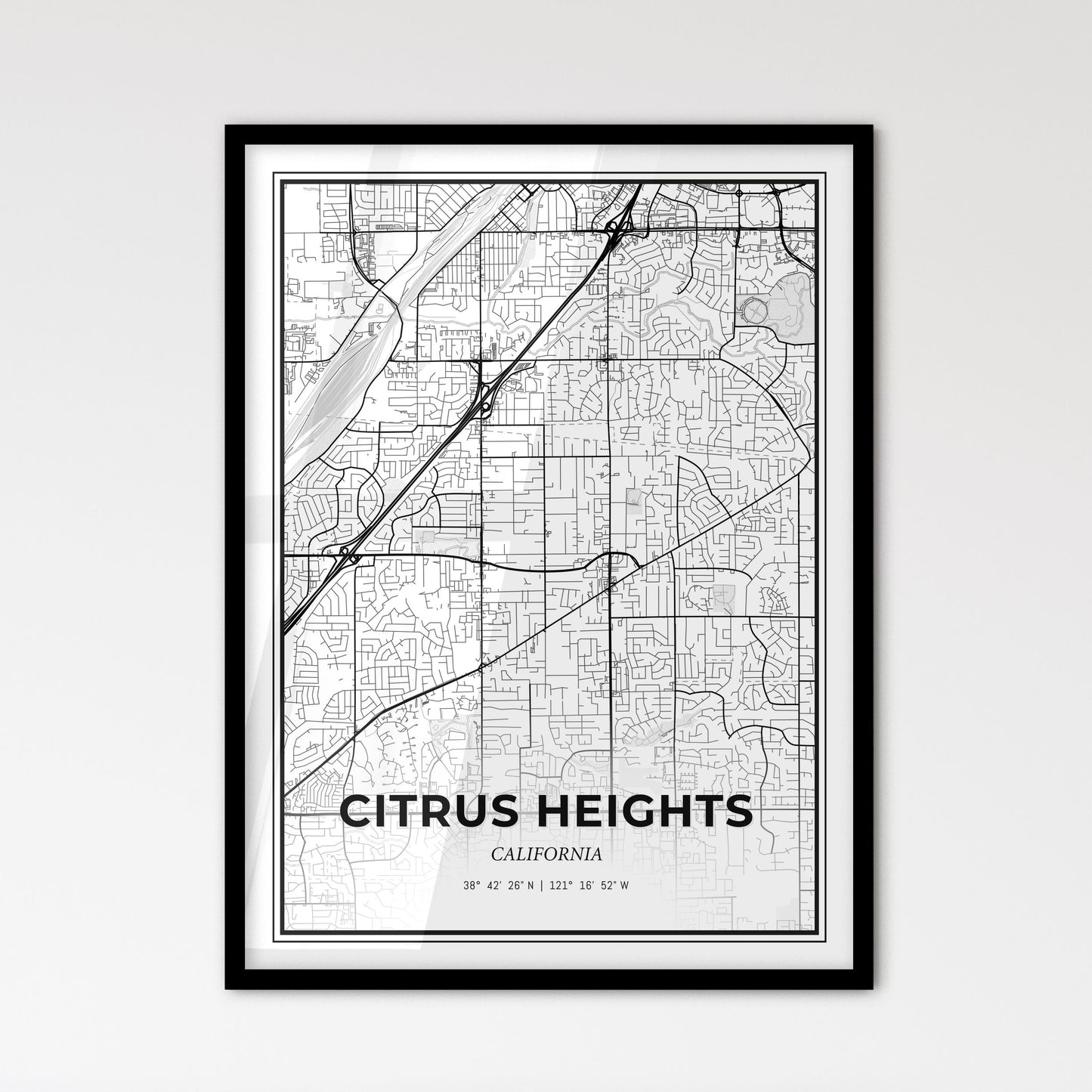 Citrus Heights California - Scandinavian Style City Map for Modern Home Decor